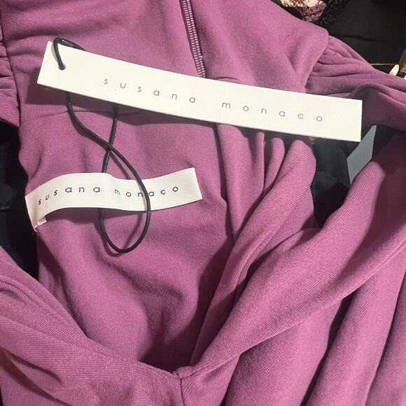 Susana Monaco Womens Dress Womens MEDIUM Grape Jam Halter Ruched Bodycon NEW - Picture 5 of 7